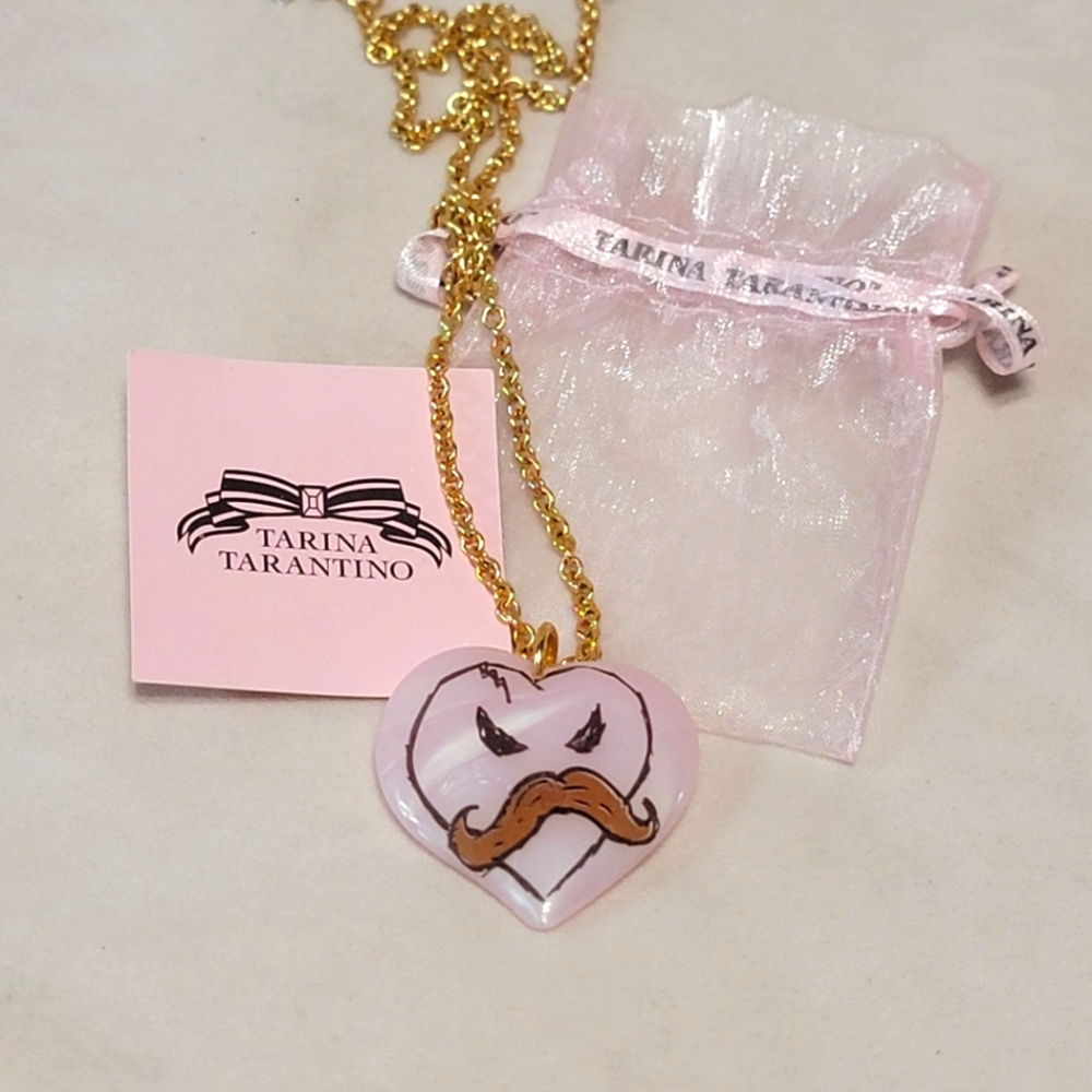 Tarina Tarantino x Kidrobot Necklace Pink Heart I Love A Mustache